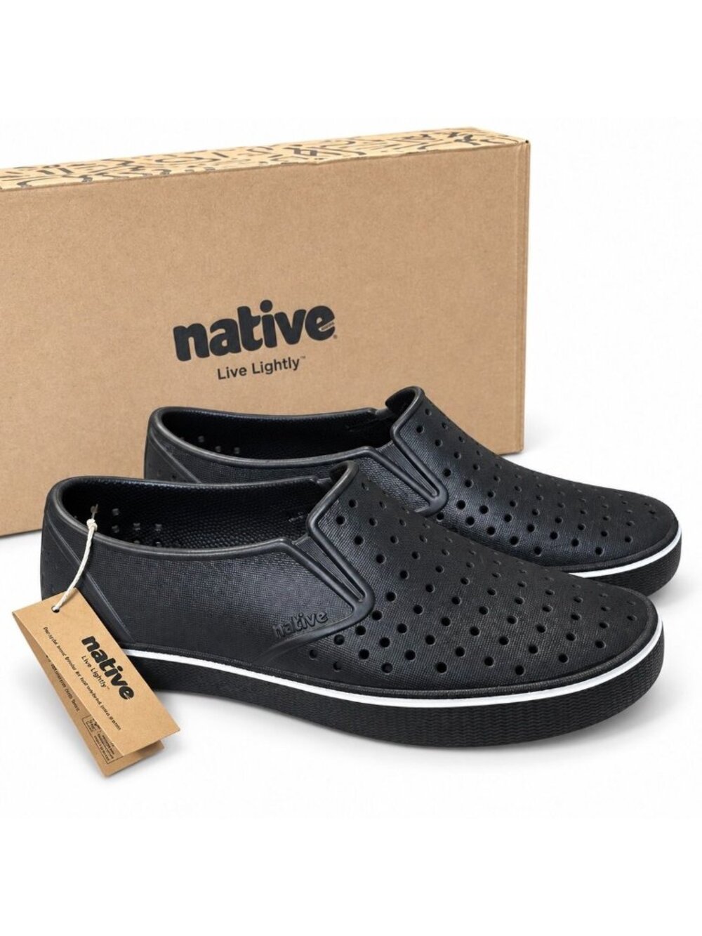 Native Shoes Miles Adult Slip On Water Shoes Jiffy Black Unisex Mens 5 Womens 7